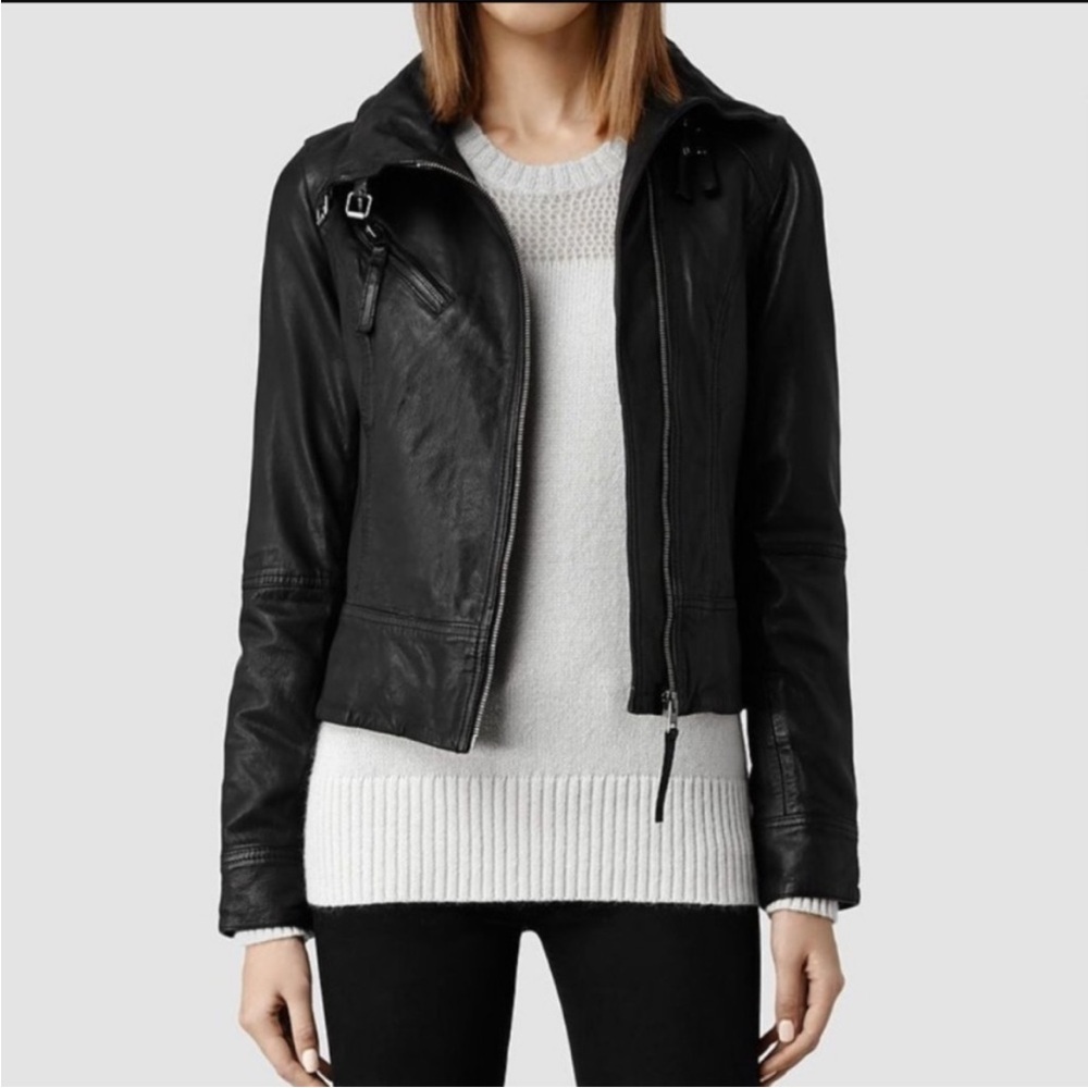 ALL SAINTS Belvedere Asymmetrical Leather Jacket